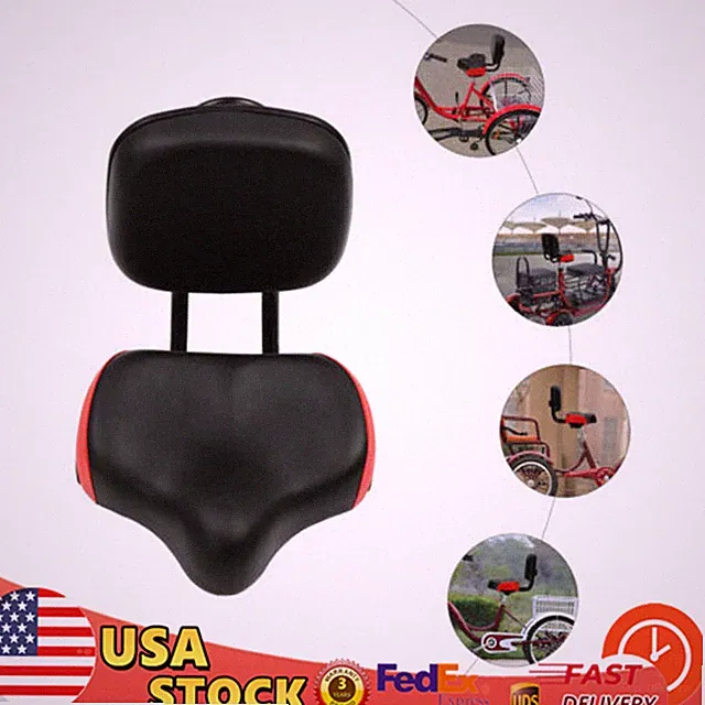 Bicycle Seat 100kg Load Adjustable Backrest Oversize Tricycle Bike Saddle Seat