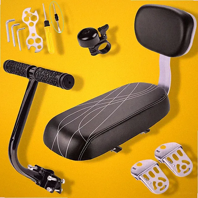 Bike Child Seat Kit with Cushion Backrest Armrest Footrests Bell Tools