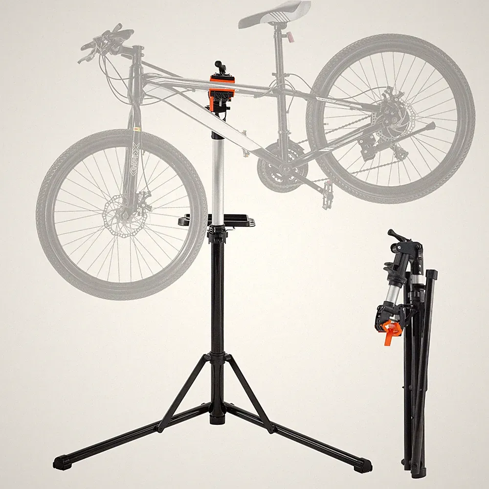 Bike Repair Stand 66LBS Adjustable Maintenance Folding Bike Rack Tool Tray