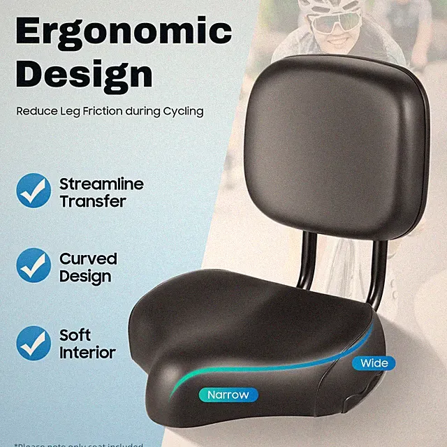 Ergonomic Seat Cushion with Backrest Adjustable Height for Tricycle & E-Bike