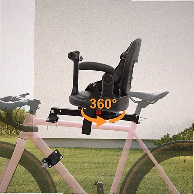 Front-Mounted Child Bike Seat For Mountain Bikes 40kg Load Adjustable Black
