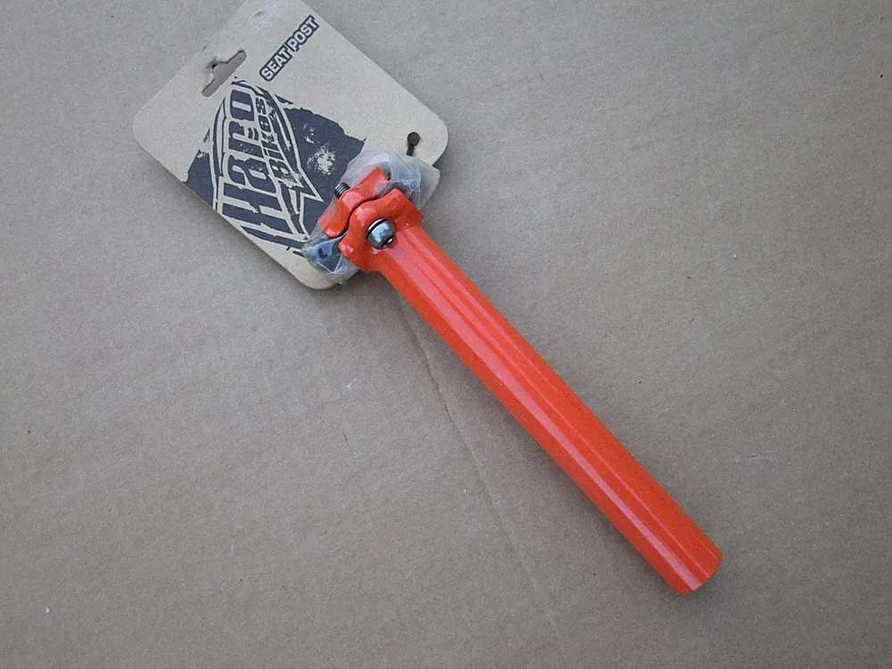 Haro BMX Bicycle Seat Post with Micro Adjustable Clamp, 25.4 mm, Orange