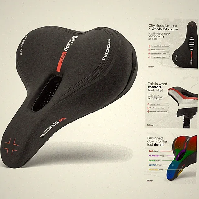 High-Performance Adjustable Bike Saddle with Airflow Technology – 10" x 8.5"