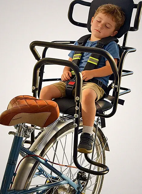 Kid's Bike Seat Rear with Adjustable Headrest, Rear Child Bike Seat with Foot Pe