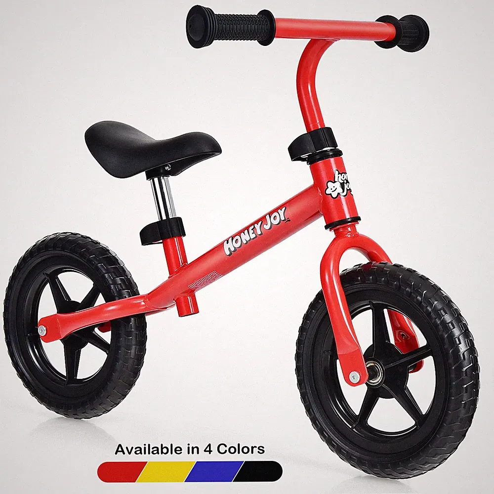 Kids Balance Bike No Pedal Training Bicycle w/ Adjustable Handlebar & Seat Red