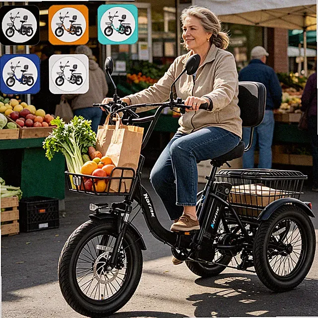 NARRAK Fat Tire Folding Electric Trike Adults 13A folding 3 wheel electric trike