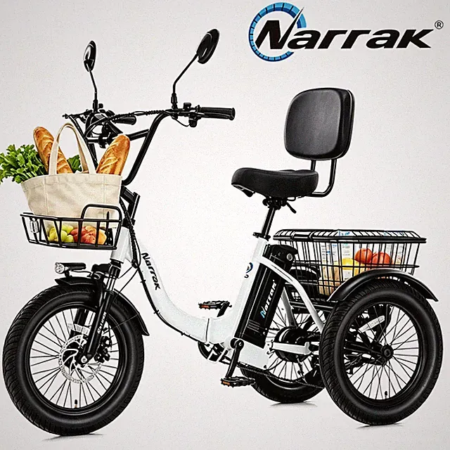 Narrak Fat Tire Folding Electric Trike Peak 1100W 624WH 48V 13Ah electric bike