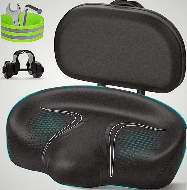 Noseless Oversized Bike Seat with Adjustable Backrest for All Biking