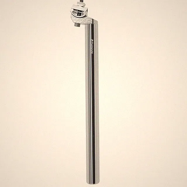 Silver Bike Seat Post Adjustable with Fixing Clip-350mm Aluminum Alloy Bicycl...