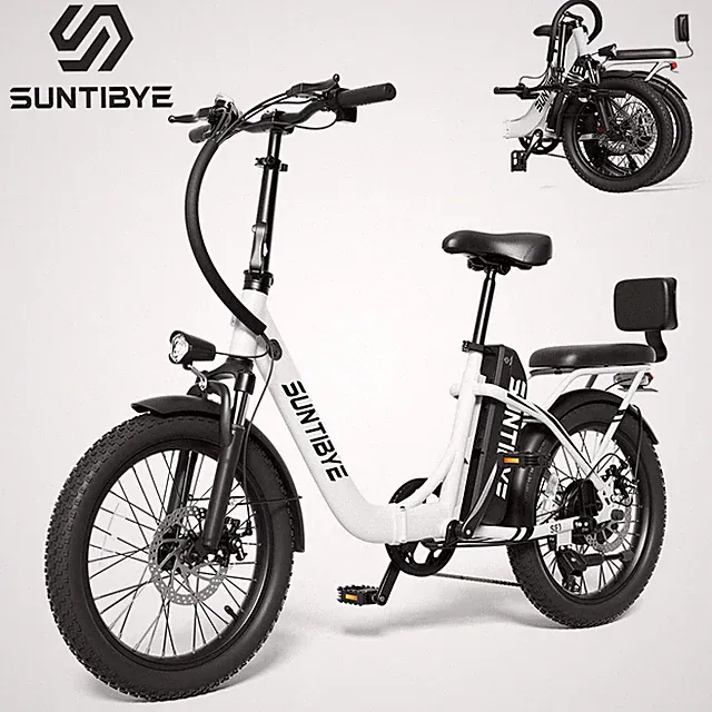 SUNTIBYE Folding Electric Bike 28MPH 15AH 1000W 20" ebike w/ Seat City Commuter