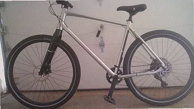 The Original 2021 Haro Beasley DLX polished aluminum gravel mountain bike.